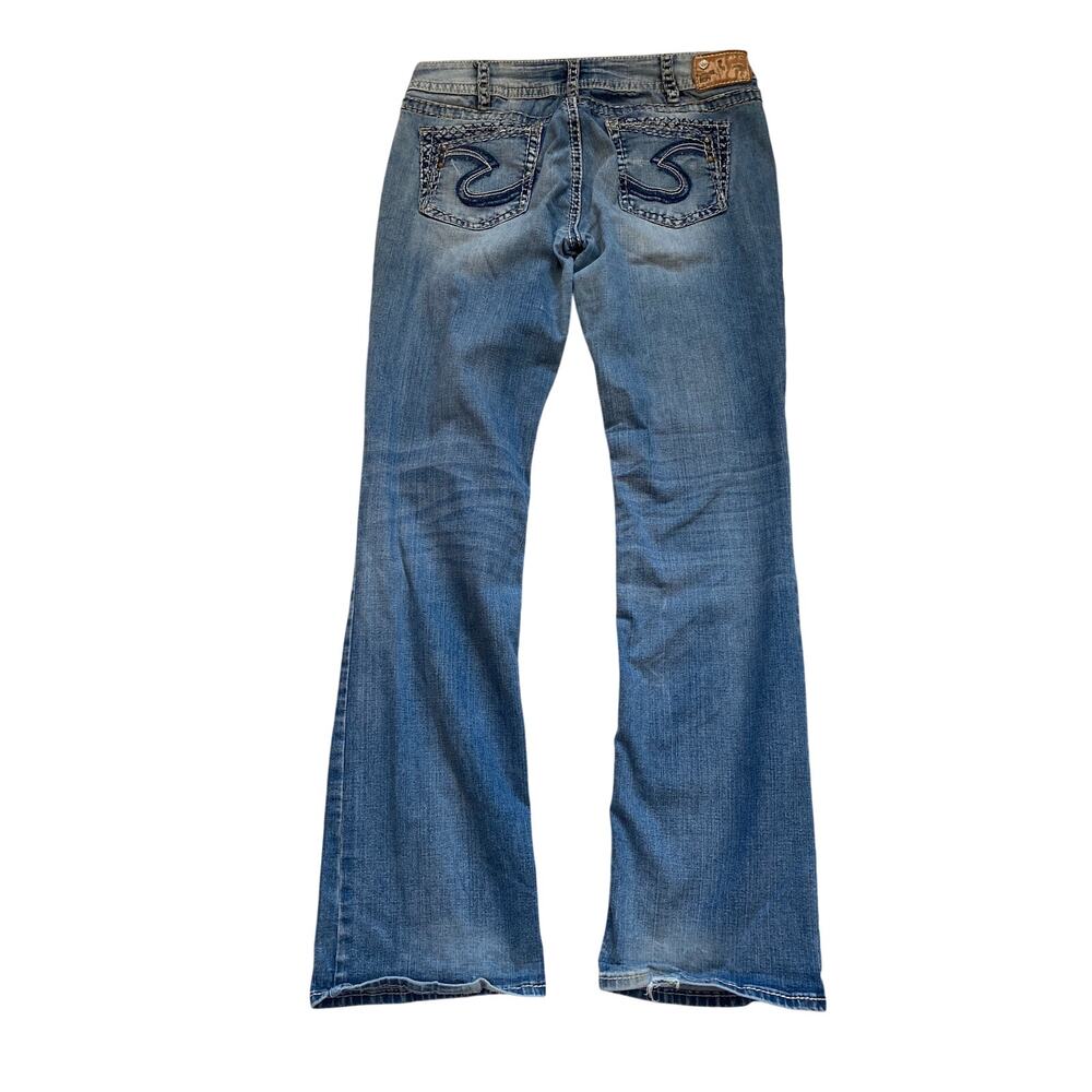 Silver Jeans Co. Suki Mid Slim Bootcut Denim Jeans W34 L35 Heavy Stitching Y2K